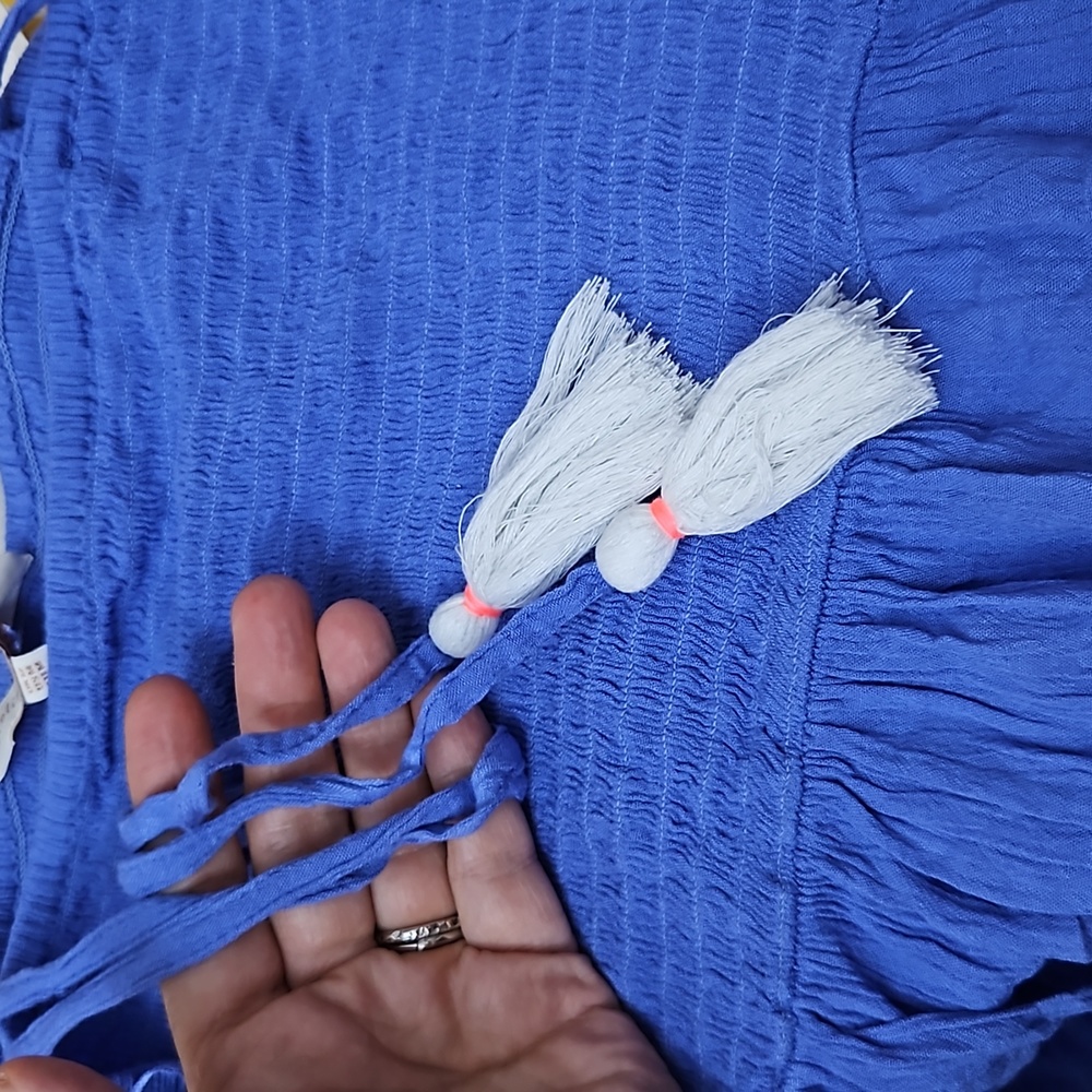 Size M shirred bust embroidered summer slip dress, adjustable straps - Picture 8 of 12